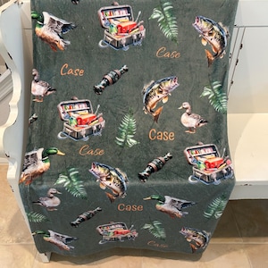Duck Hunting Fishing - Personalized Blanket - Custom Name Blanket - Country Theme Nursery - Mallard - Toddler Daycare - Hunting Theme Decor