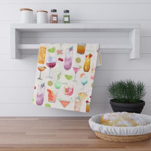 Colorful Cocktail Tea Towels - Fun Kitchen Decor for Entertaining, Summer Parties, Bar Accessories, Gift Ideas