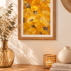 Cadre botanique – Composition originale en feuilles de Ginkgo