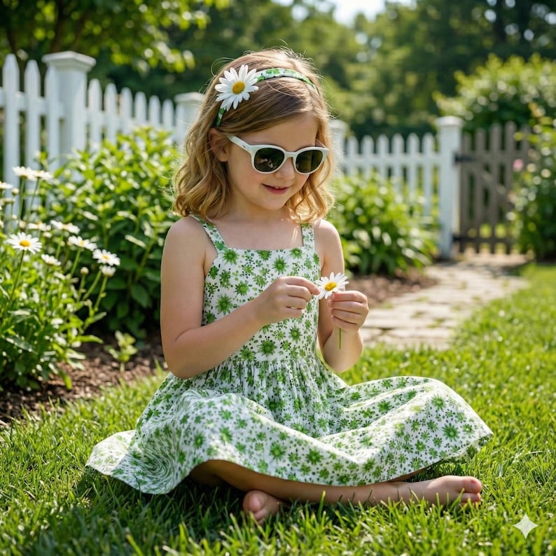 Kids Gathered Summer Dress Pattern, Girls Dress Sewing Patterns, Pinafore Dresses Size:2-16Age | A0-A4-USLETTER | image 5