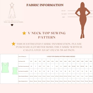 Patrón de costura para top con cuello en V, patrones de costura para blusas de mujer, camisetas para niñas, tallas: US2-30 / A0-A4-USLETTER / imagen 9
