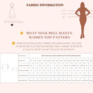 Boat Neck Bell Sleeve Women Top Pattern, Girls Blouse Sewing Pattern, Size:US2-30 | A0-A4-USLETTER | image 9