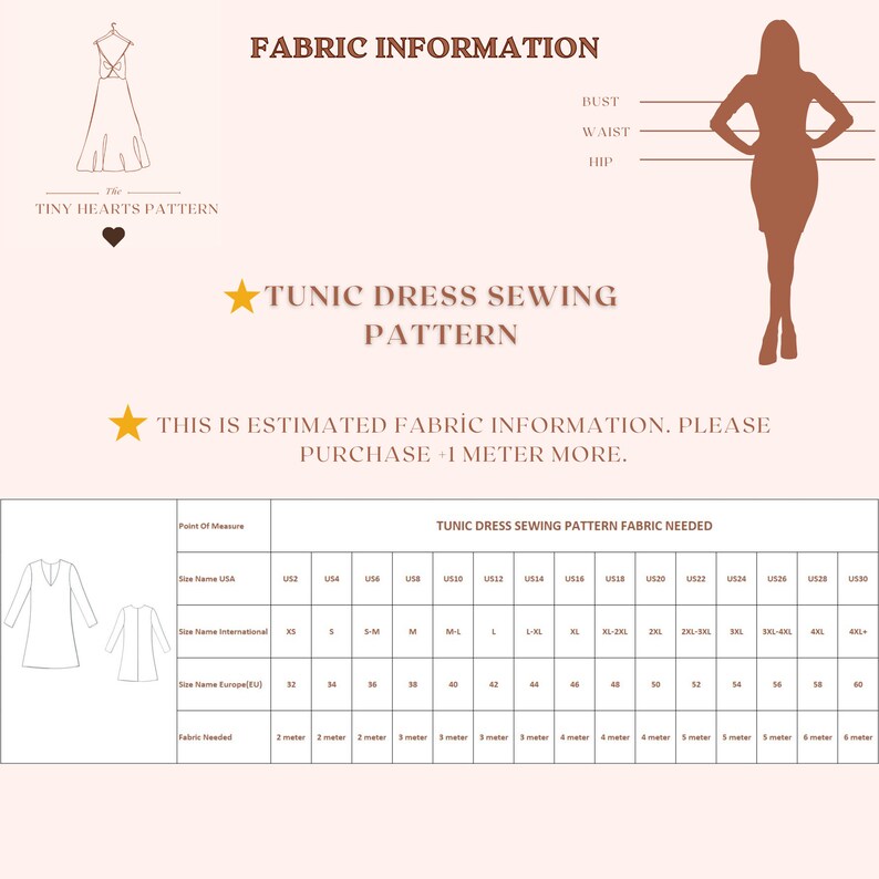 Tunic Dress Sewing Pattern,women Dress Sewing Pattern,long Sleeve Dress