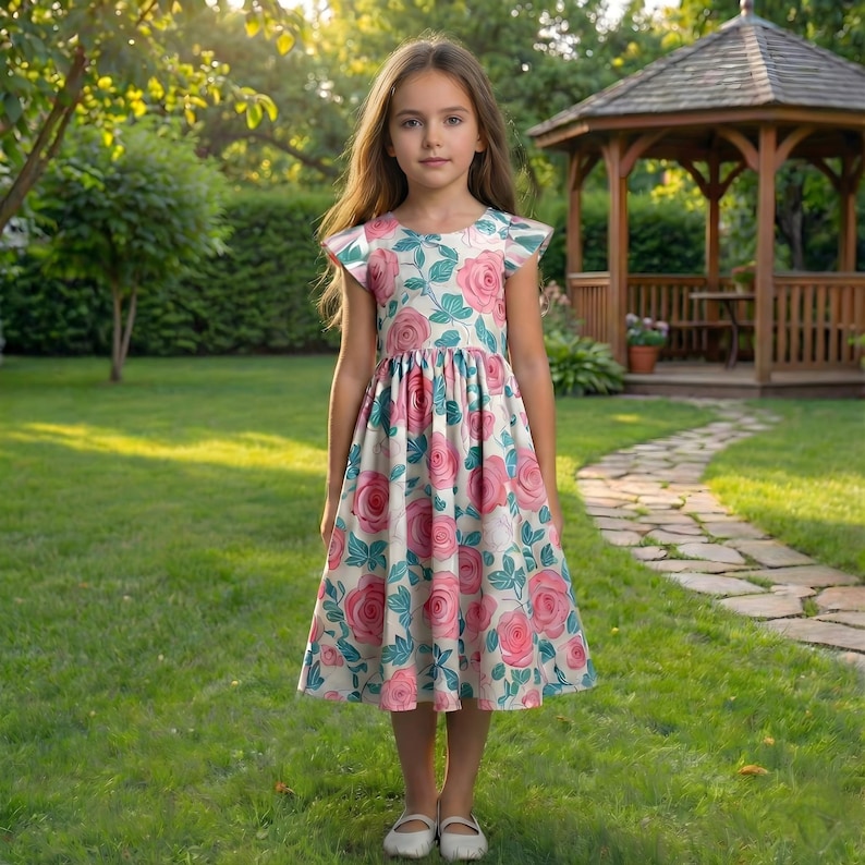 PDF Set Of 4 Kids Dress Pattern, Girls Dress Sewing Patterns, Size:2-16Age | A0-A4-USLETTER | image 5