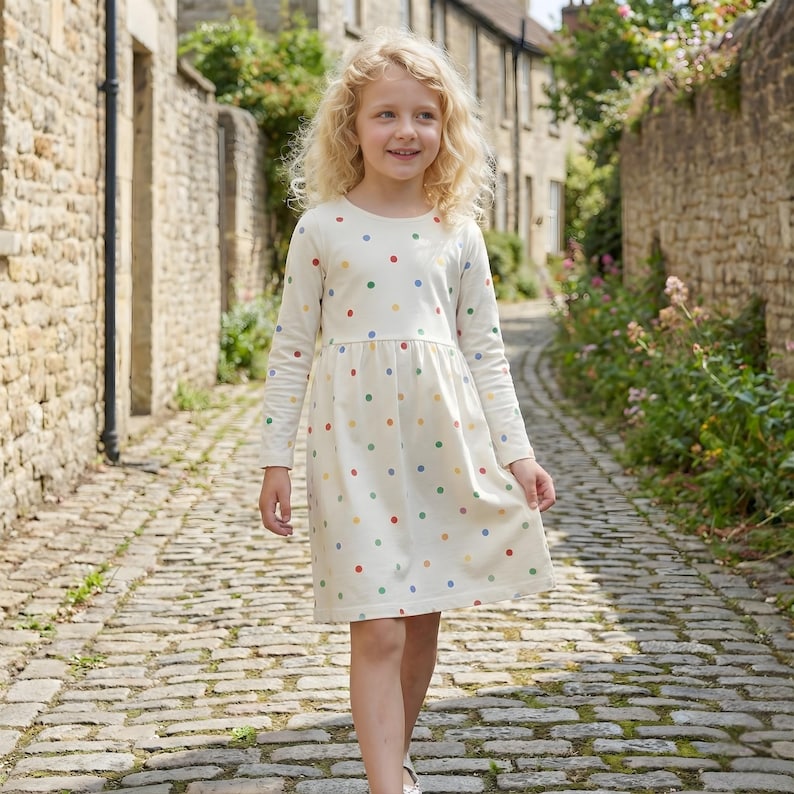 Patrón de vestido infantil de manga larga, patrones de costura para vestidos de niñas, vestidos para bebés, talla: 2-16 años / A0-A4-USLETTER / imagen 5