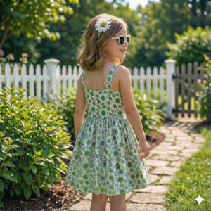 Kids Gathered Summer Dress Pattern, Girls Dress Sewing Patterns, Pinafore Dresses Size:2-16Age | A0-A4-USLETTER | image 6