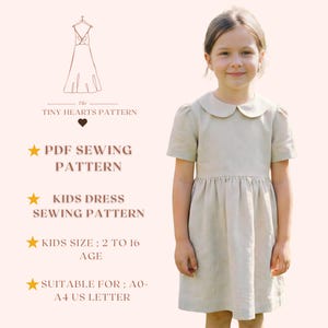 Kids Dress Sewing Pattern, Girls Sewing Patterns, Peter Pan Toddler Dresses, Size:2-16Age | A0-A4-USLETTER | image 1