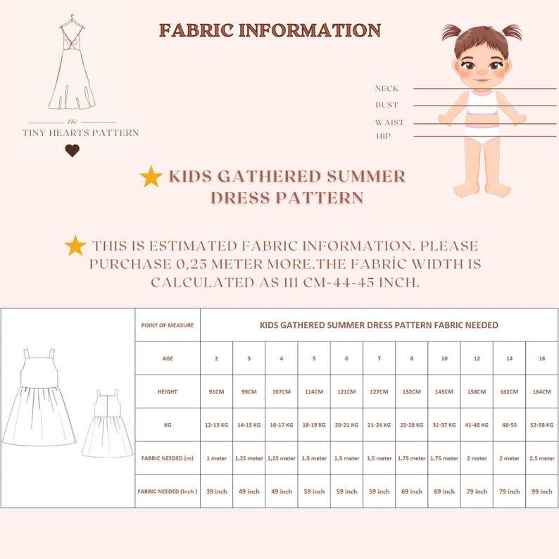 Kids Gathered Summer Dress Pattern, Girls Dress Sewing Patterns, Pinafore Dresses Size:2-16Age | A0-A4-USLETTER | image 8