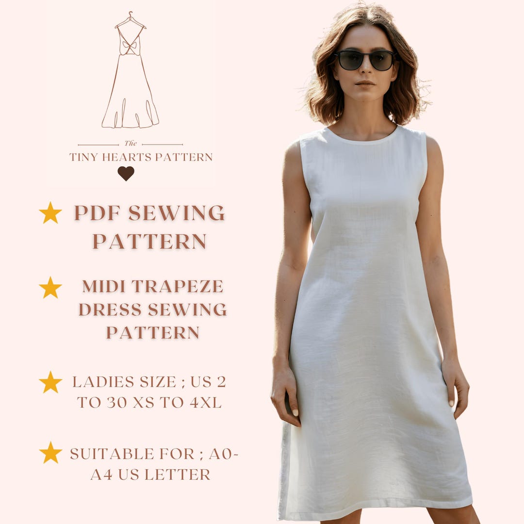 Midi Trapeze Dress Sewing Pattern, Women Dress Patterns, Fall Dresses  Woman, Size:us2-30 | A0-A4-USLETTER | - Etsy Israel