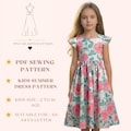 Kids Summer Dress Pattern, Girls Dress Sewing Patterns, Toddler Dresses, Size:2-16 Age | A0-A4-USLETTER |