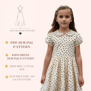Patrón de costura de vestido para niños, patrón de vestido para niños en PDF, patrón de vestido para bebé, vestido para niño pequeño, patrón de vestido para niña A0 A4 Carta de EE. UU. - Talla de niña de 2 a 16 años
