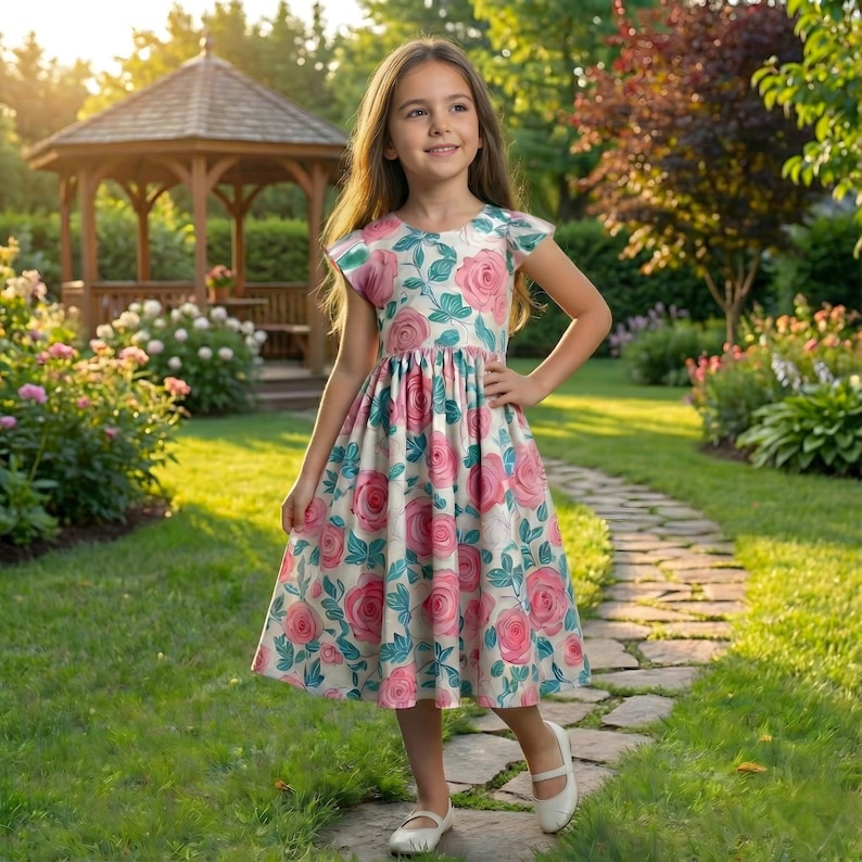 Kids Summer Dress Pattern, Girls Dress Sewing Patterns, Toddler Dresses, Size:2-16 Age | A0-A4-USLETTER | image 3