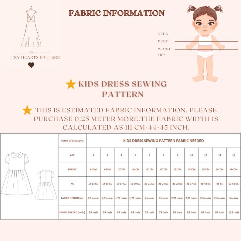 Kids Dress Sewing Pattern, Girls Sewing Patterns, Peter Pan Toddler Dresses, Size:2-16Age | A0-A4-USLETTER | image 8