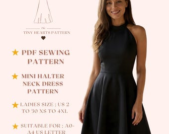 Halter Top Cocktail Dress Sewing Pattern PDF - Instant Download - Etsy
