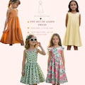 PDF Set Of 4 Kids Dress Pattern, Girls Dress Sewing Patterns, Size:2-16Age | A0-A4-USLETTER |