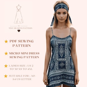 Patrón de costura de vestido mini / Patrón de costura de vestido de mujer / Patrón de vestido de otoño / Patrón de vestido de verano en PDF A0 A4 Carta de EE. UU. - EE. UU. 2 a 30