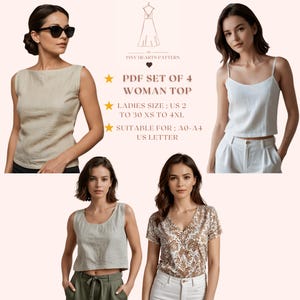 Patrón de costura superior / Patrón de costura para mujer / Patrón de camiseta / Patrón de top corto / Patrón de costura fácil / Patrón PDF A0 A4 Carta de EE. UU. 2 a 30