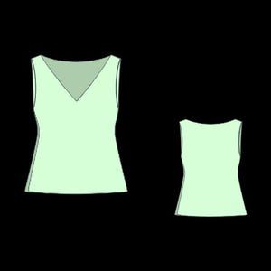 Puede incluir: Dos tops sin mangas de color verde claro. Uno tiene cuello en V, el otro tiene cuello redondo. Ambos tops tienen una silueta ajustada y se representan sobre un fondo negro. Los tops tienen un dise&ntilde;o simple y minimalista.