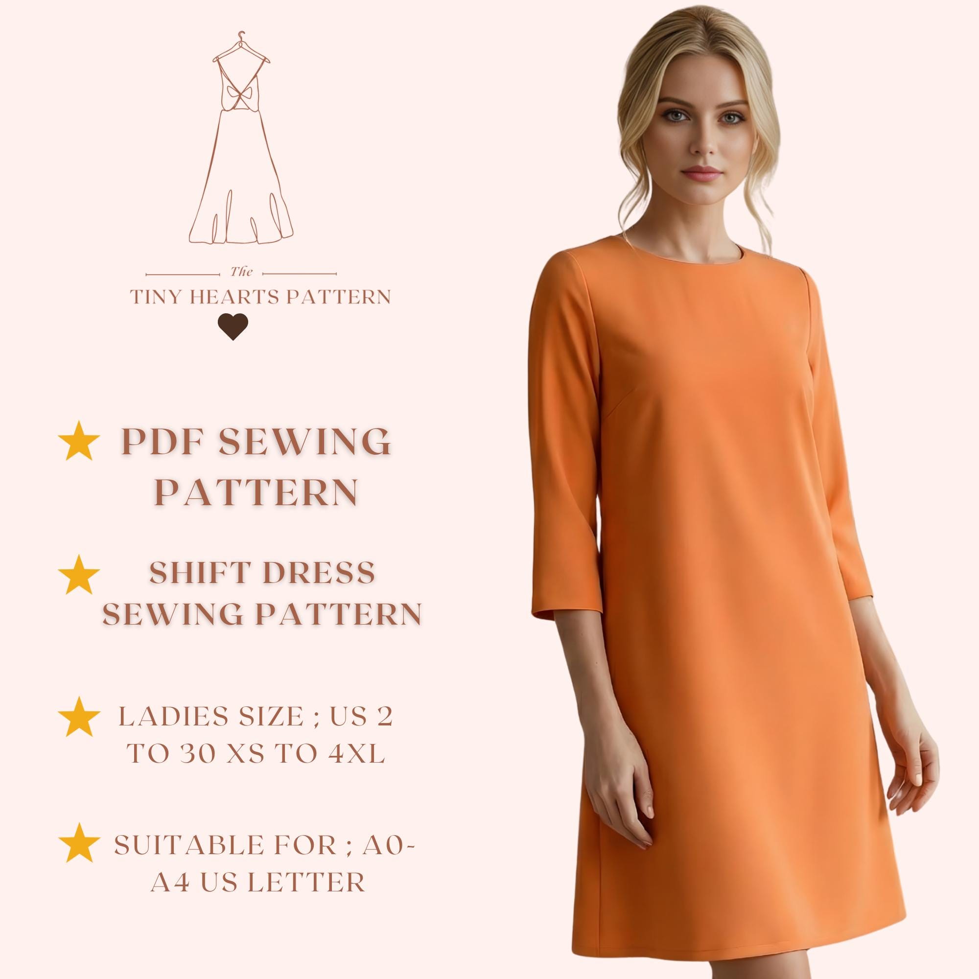 knee length dresses for ladies Ultimate Shift Dress Sewing Pattern main image 0