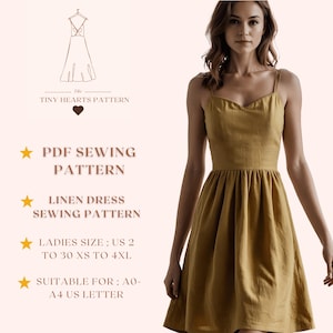 Linen Dress Sewing Pattern | Women Dress Sewing Pattern | Fall Dress Pattern | Summer Dress Pattern |  Pdf Pattern A0,A4,US Letter-US 2 to30