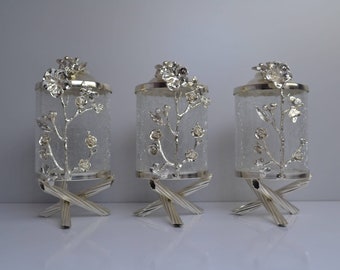 Zilveren jerrycanset voor keuken 3-delige glazen voorraadpotten