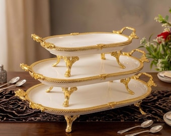 Ceramic Trays And Presentation Plates For Gold Kitchen Decor