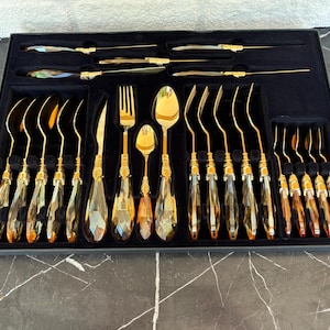 36 Teiliges Goldenes Stilvolles Besteck Set
