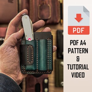 Modelo PDF A4 para carteira de couro Cadet com vídeo tutorial - organizador EDC - organizador de bolso EDC e cartão - organizador de bolso