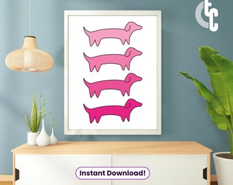 Dachshund Fuchsia Pink Wall Art | Printable Home Decor | Wiener Dog Lover Gift | Animal Art Print | Sausage Dog Poster | Digital Download