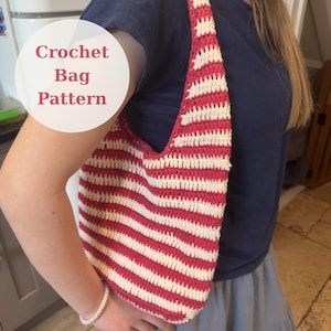 Crochet Bag Pattern - Summer Striped Tote - Easy Crochet Pattern - DIY Beach Bag - Beginner Intermediate - The Tilda Bag