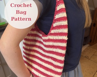 Crochet Bag Pattern - Summer Striped Tote - Easy Crochet Pattern - DIY Beach Bag - Beginner Intermediate - The Tilda Bag