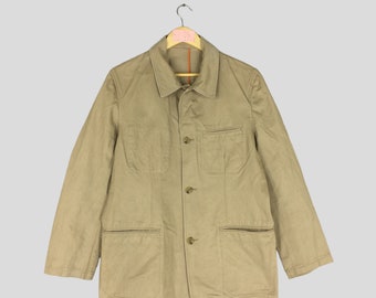 Veste de corvée en denim beige rare vintage veste en jean beige workwear vintage boutonnage veste de travail à la française unisexe grande taille