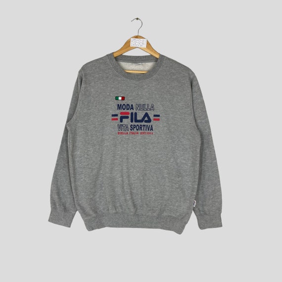Vintage Rare FILA Crewneck Sweatshirt Big Logo Moda Nella Vita Sportiva FILA Jumper Pullover FILA Sweater Grey Colour Unisex Large Size Etsy Canada