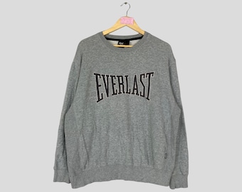 Vintage Rare EVERLAST Crewneck Sweatshirt Big Logo Everlast Pullover Everlast Pullover Grau Farbe Unisex 4XL Größe
