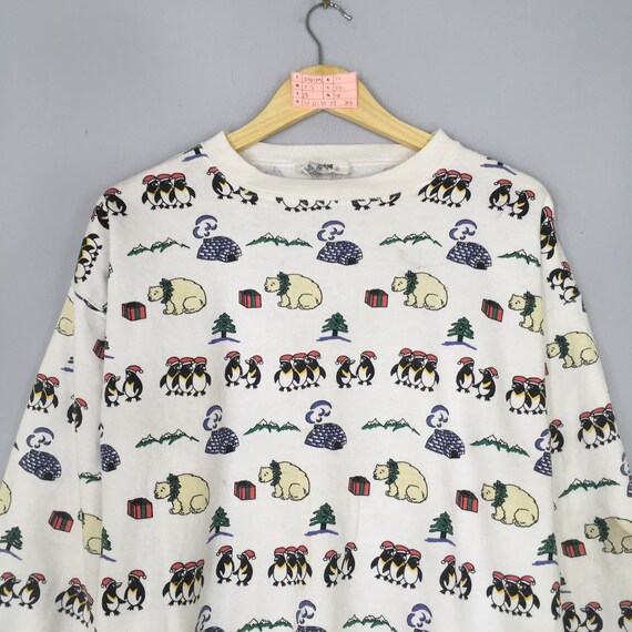 Vintage Rare PENGUIN POLA BEAR Women Crewneck Sweatshirt Full Printed Habitat Penguin Polar Bear Jumper Pullover Penguin Pola Bear Sweater View 3