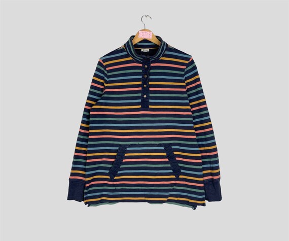 Vintage Rare LL BEAN Quarter Button Multicolor Striped Sweatshirt Big Logo LL Beans at Back Jumper Pullover Ll Bean Sweater Pocket Large Etsy UK