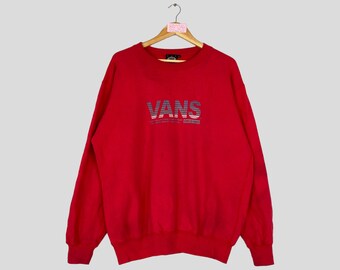 Vintage Rare VANS Crewneck Sweatshirt Made In USA Big Logo Vans Pullover Pullover Vans Pullover Rote Farbe Unisex Große Größe