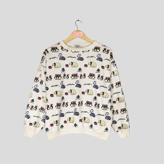 Vintage Rare PENGUIN POLA BEAR Women Crewneck Sweatshirt Full Printed Habitat Penguin Polar Bear Jumper Pullover Penguin Pola Bear Sweater