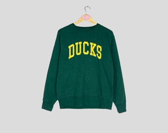 Vintage seltene Enten von ZOOZATS Rundhals-Sweatshirt Big Logo Ducks Pullover Pullover Enten Pullover Grüne Farbe Unisex