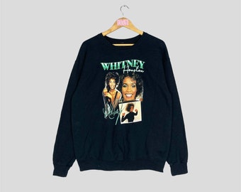 Seltene WHITNEY HOUSTON Rundhals-sweatshirt großes Bild Whitney Houston Pullover Pullover Pullover Schwarz Unisex