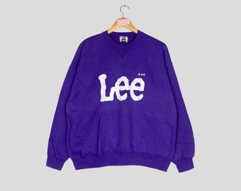 Vintage zeldzame LEE Crewneck Sweatshirt groot logo LEE Jumper Pullover Lee trui paarse kleur Unisex groot formaat