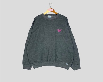 Vintage Seltenes DISCUS ATHLETIC Crewneck Sweatshirt Kleines rosa Logo M Pullover Pullover Discus Athletic Sweater Schwarz Farbe Unisex 2XL Größe