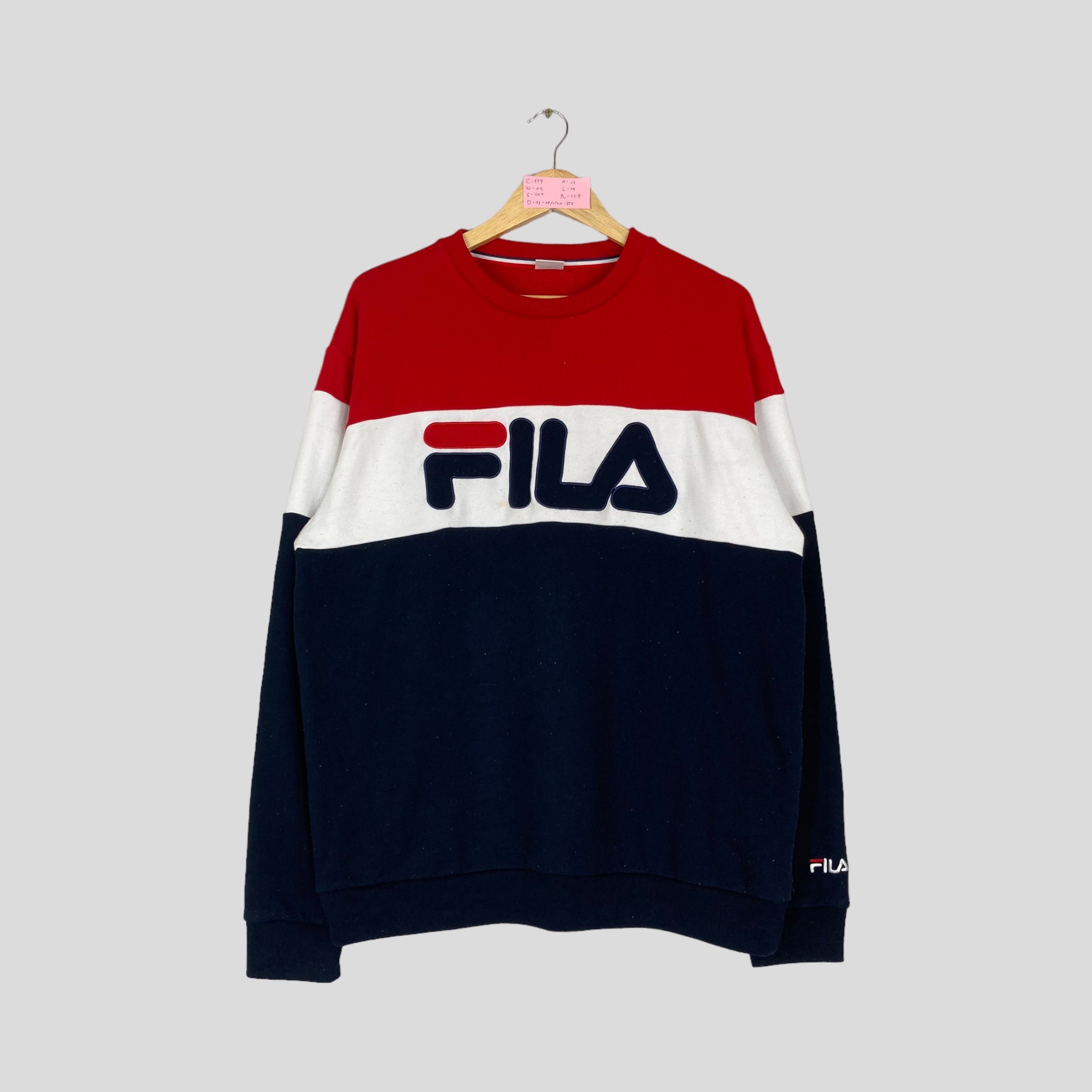 Felpa girocollo vintage rara FILA a righe con grande logo FILA maglione FILA maglione rosso bianco blu navy colore unisex taglia extra large Etsy Italia