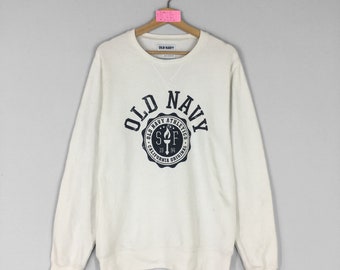 Vintage Rare OLD NAVY Athletic Crewneck Sweatshirt Big Logo Old Navy Jumper Pull Old Navy Pull Blanc Couleur Unisexe Moyenne