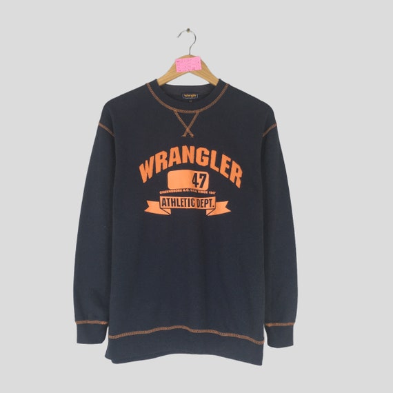 Vintage Rare WRANGLER Crewneck Sweatshirt Big Logo Wrangler Jumper Pullover Wrangler Sweater Black Colour Unisex Large Size Etsy UK