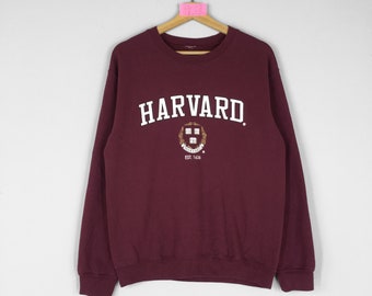 Vintage zeldzame HARVARD UNIVERSITY Crewneck Sweatshirt groot logo Harvard Jumper Pullover Harvard trui kastanjebruine kleur Unisex groot formaat