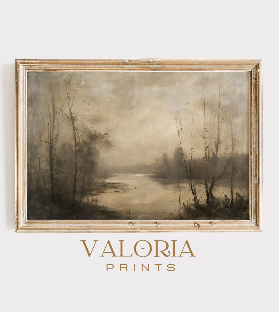 Printable Riverside Landscape Vintage Painting, Country Farmhouse Oil ...