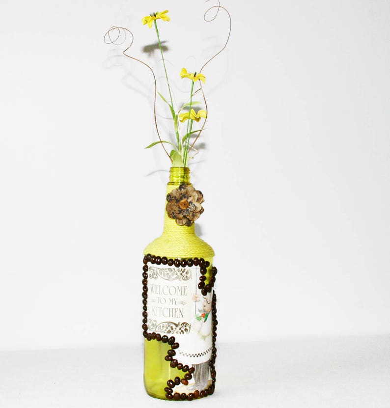 Yellow Fat Chef Kitchen Liquor Bottle Welcome Design Coffee Beans Gift Handmade Mother/'s Day House Warming Coffee Lover