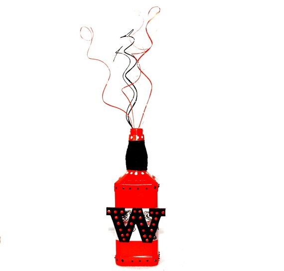 Red Decorative Liquor Bottle Wisconsin Badgers Gift Handmade Etsy