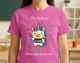 Personalized Unicorn Teacher T-Shirt: Back to School Gift